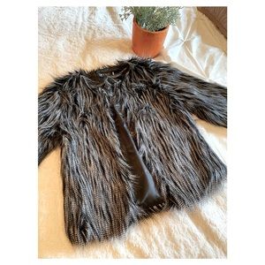 Faux Fur Open Front Jacket by Wenxi